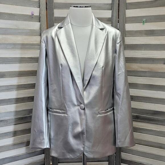 Women's Button Up Faux Leather Blazer Jacket | a new day | X Small - Picture 1 of 12